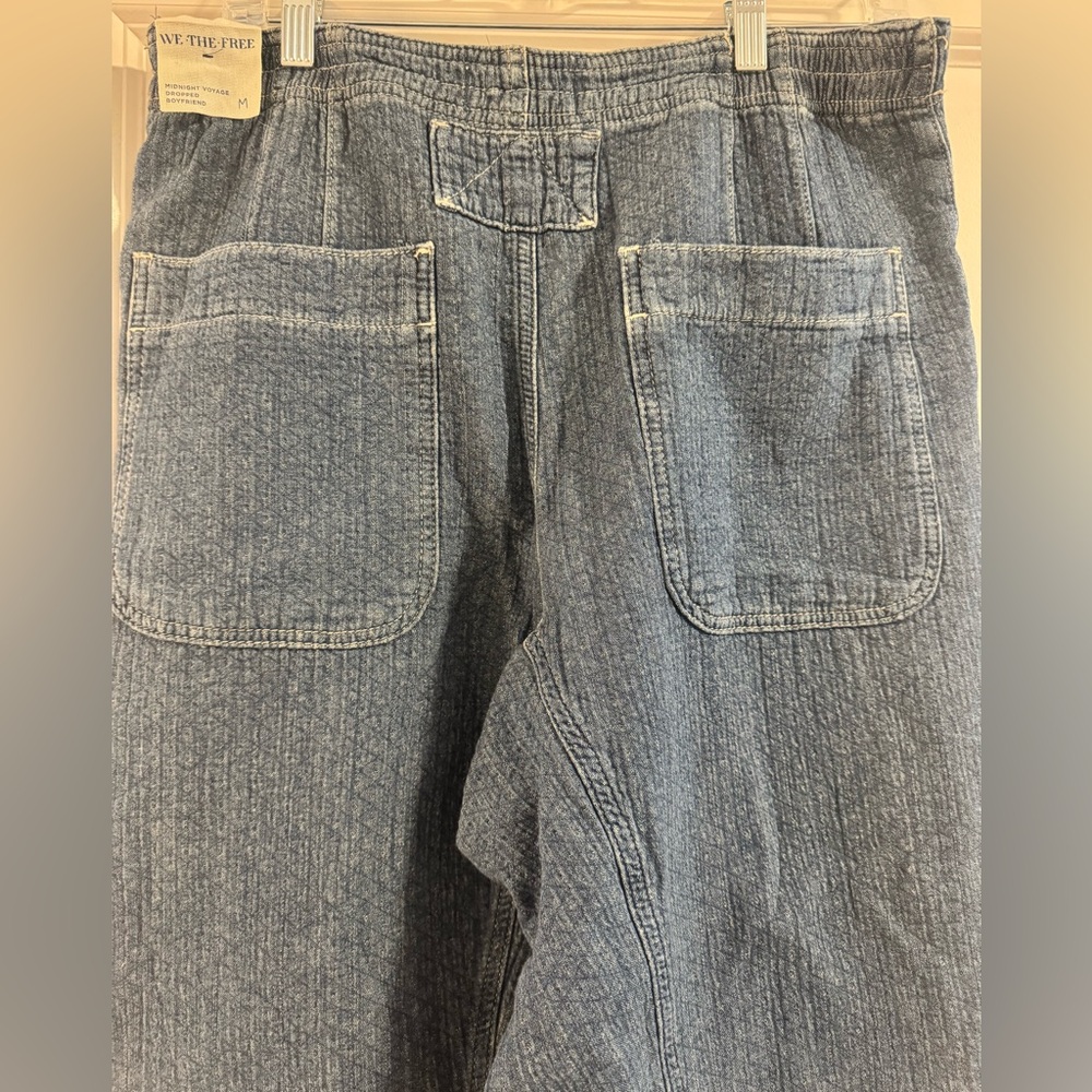 Free People midnight voyage sashiko Blue Wide-Leg harem Jeans - Picture 6 of 7